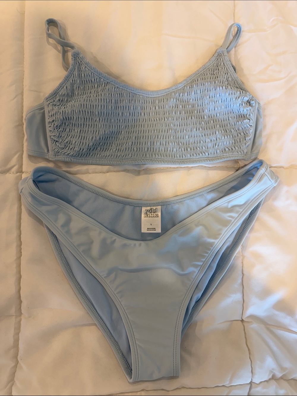 wild fable Light Blue Smocked Bikini Set Top & Bottom